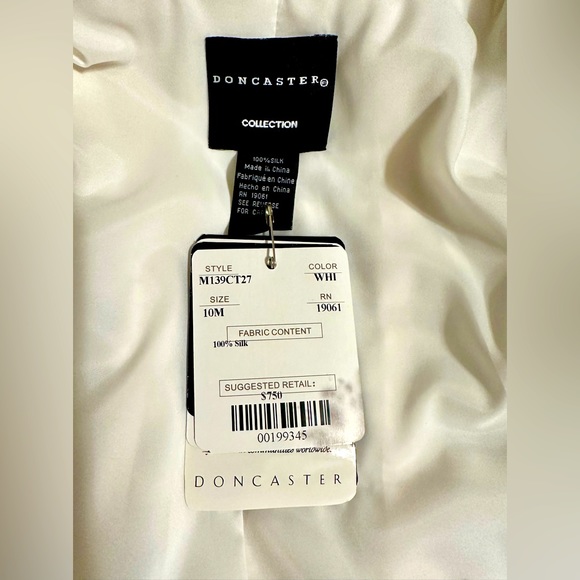 DESIGNER! DONCASTER COLLECTION!🌸100% SILK PEACOAT/DUSTER/White/Size-10 - Picture 13 of 16